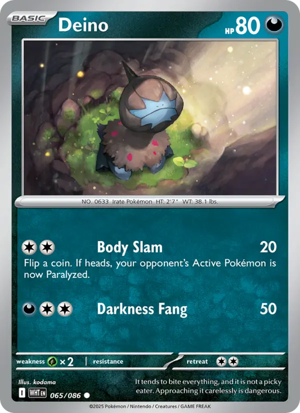 Deino Common Pokemon card #065 from White Flare