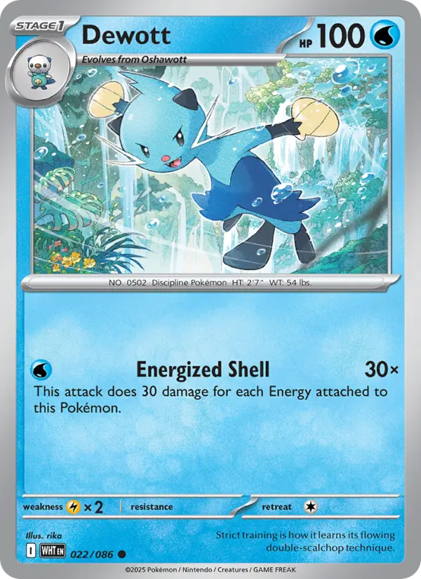 Dewott Common Pokemon card #022 from White Flare