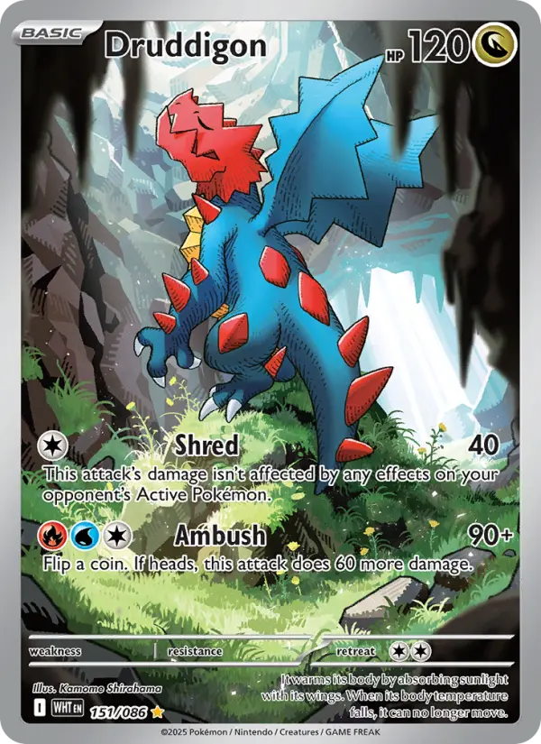 Druddigon Illustration rare Pokemon card #151 from White Flare