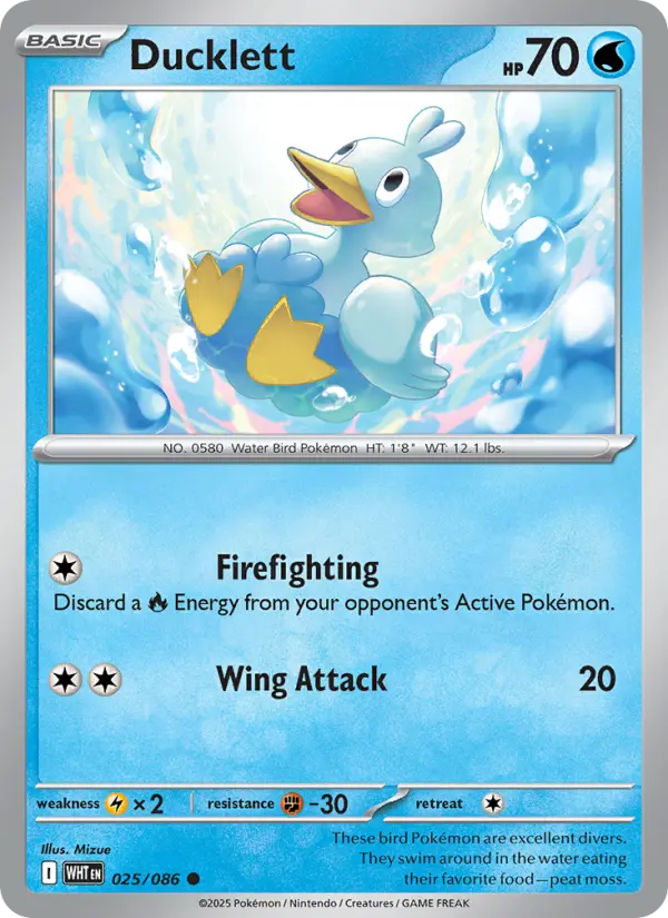 Ducklett Common Pokemon card #025 from White Flare