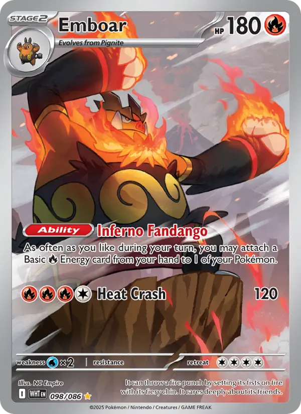 Emboar Illustration rare Pokemon card #098 from White Flare