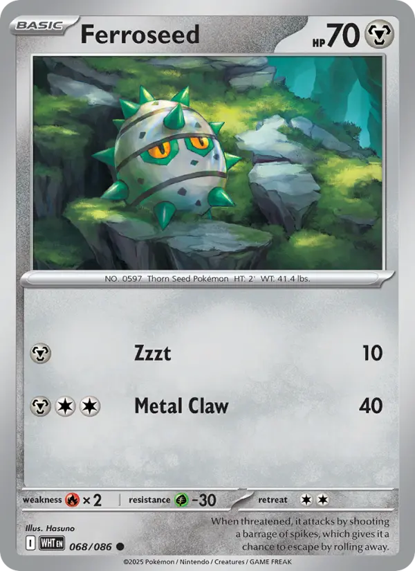 Ferroseed Common Pokemon card #068 from White Flare