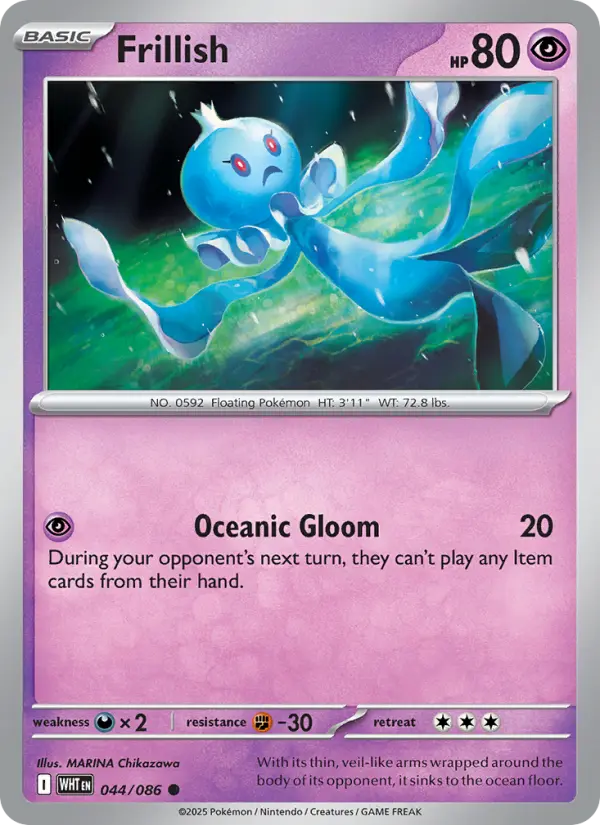 Frillish Common Pokemon card #044 from White Flare
