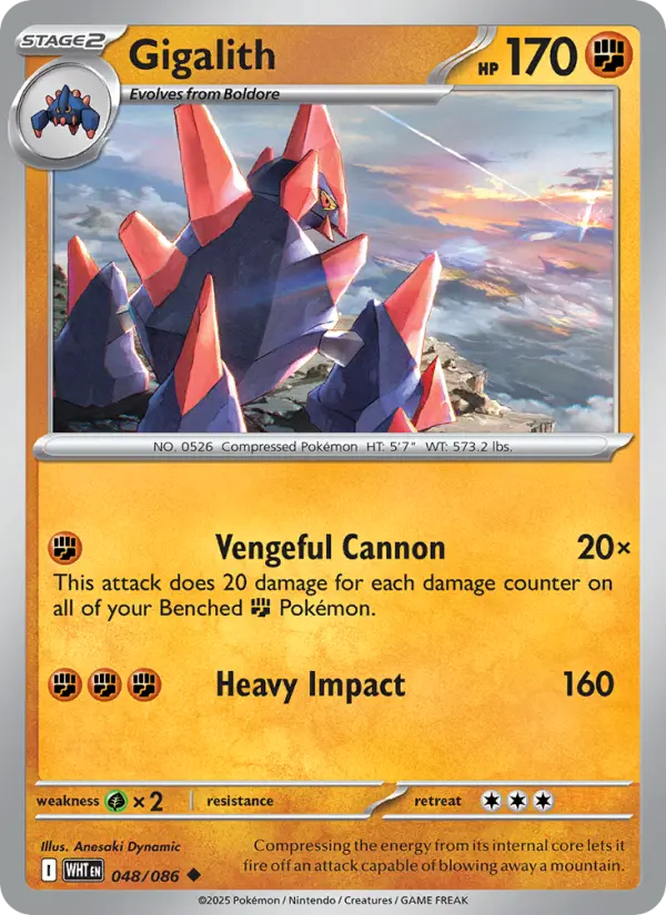Gigalith Uncommon Pokemon card #048 from White Flare