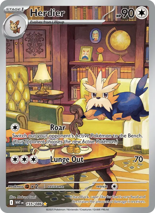 Herdier Illustration rare Pokemon card #155 from White Flare