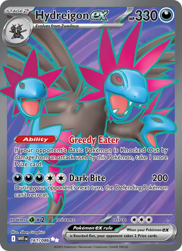 Hydreigon ex Ultra Rare Pokemon card #161 from White Flare