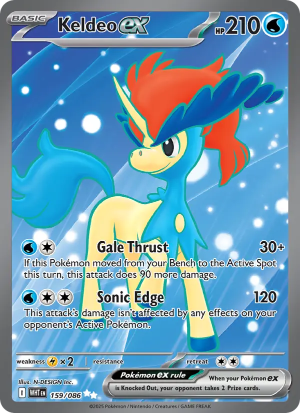 Keldeo ex Ultra Rare Pokemon card #159 from White Flare