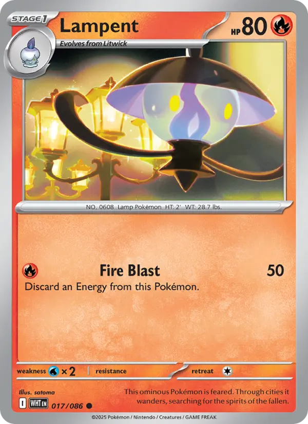 Lampent Common Pokemon card #017 from White Flare