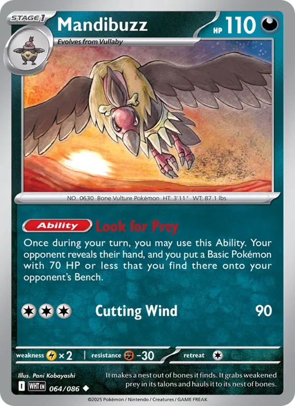 Mandibuzz Uncommon Pokemon card #064 from White Flare