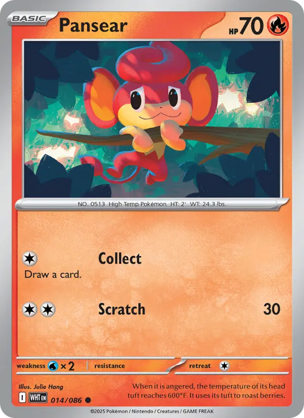 Pansear Common Pokemon card #014 from White Flare