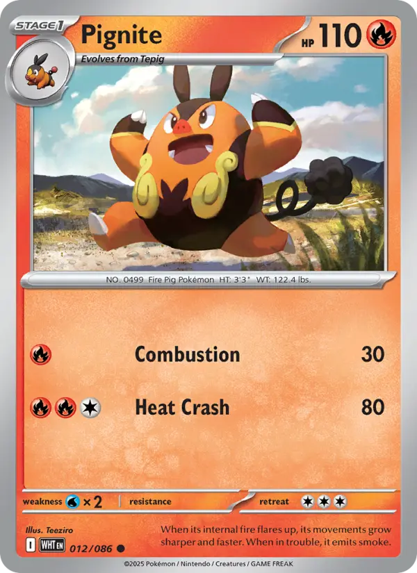 Pignite Common Pokemon card #012 from White Flare
