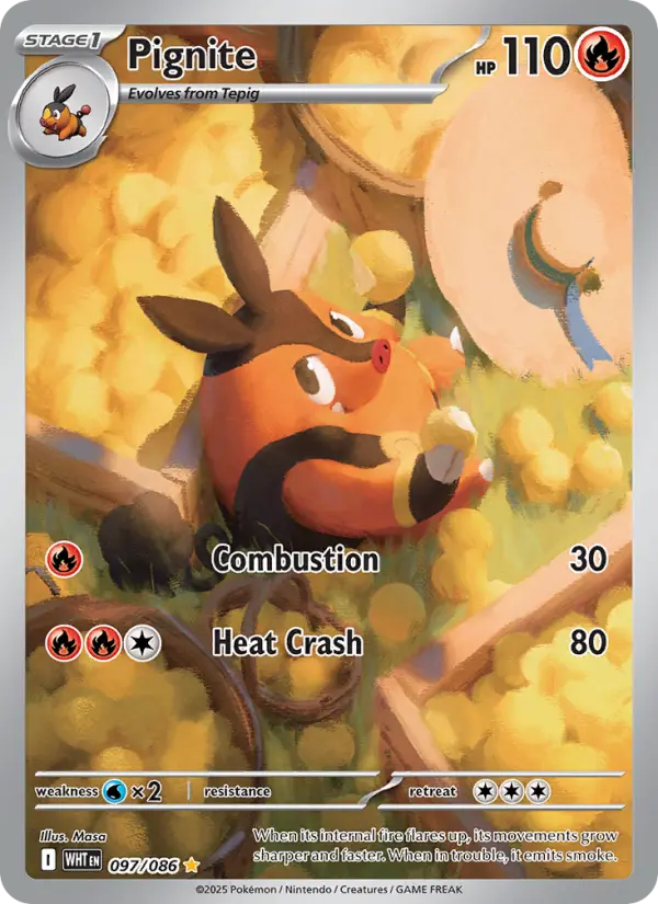 Pignite Illustration rare Pokemon card #097 from White Flare