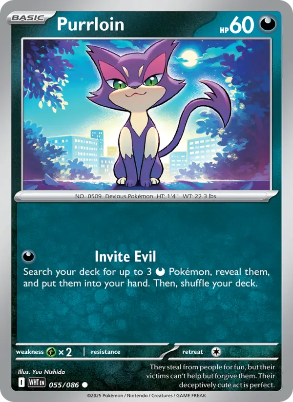 Purrloin Common Pokemon card #055 from White Flare