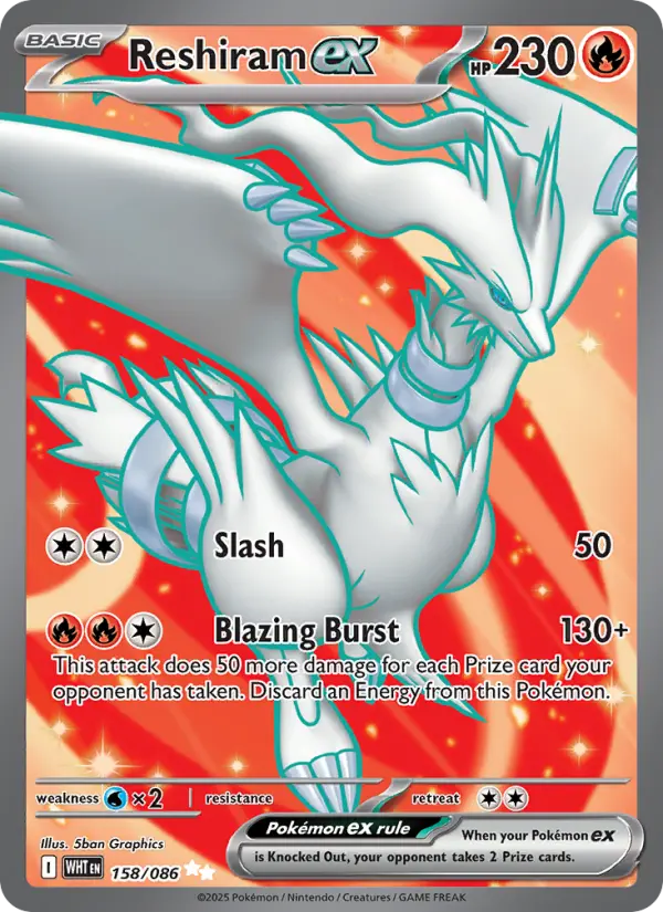 Reshiram ex Ultra Rare Pokemon card #158 from White Flare