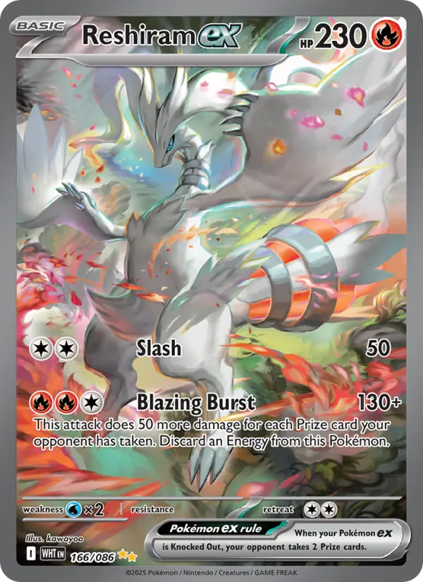 Reshiram ex Special illustration rare Pokemon card #166 from White Flare