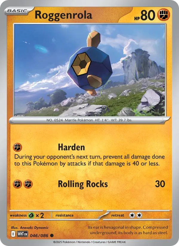 Roggenrola Common Pokemon card #046 from White Flare