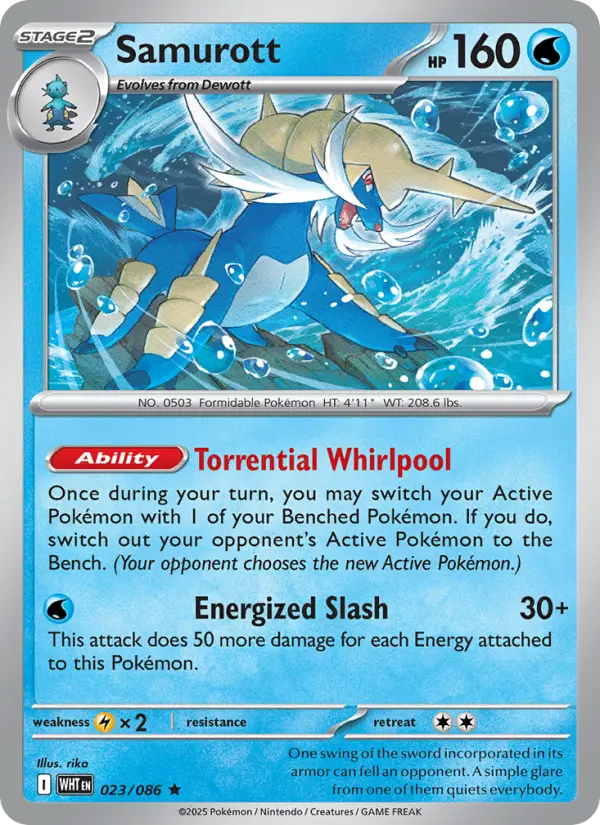 Samurott Rare Pokemon card #023 from White Flare