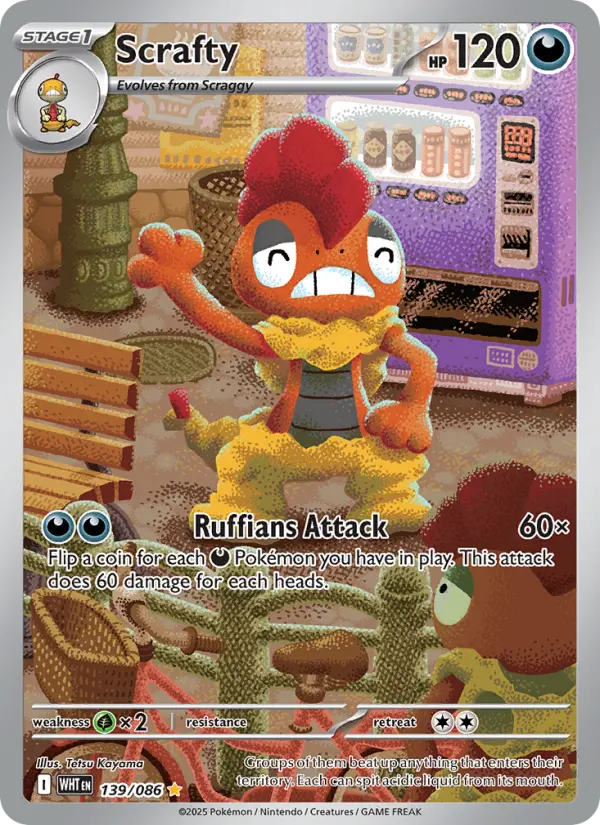 Scrafty Illustration rare Pokemon card #139 from White Flare