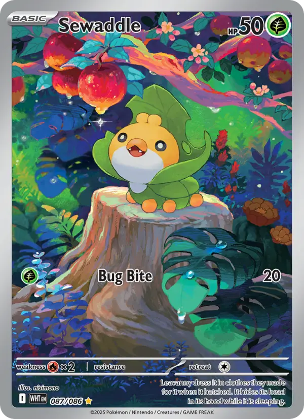 Sewaddle Illustration rare Pokemon card #087 from White Flare