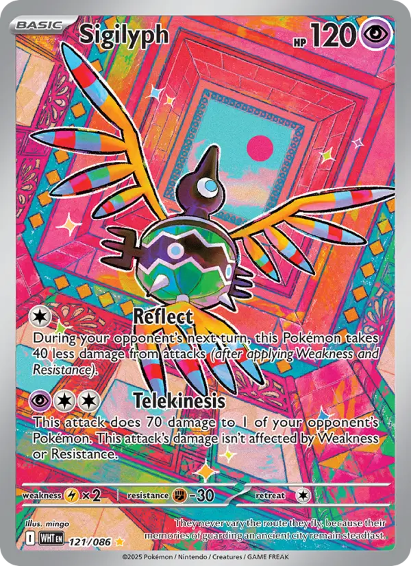 Sigilyph Illustration rare Pokemon card #121 from White Flare