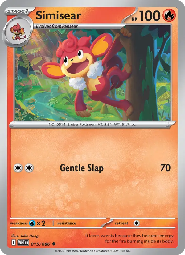 Simisear Uncommon Pokemon card #015 from White Flare