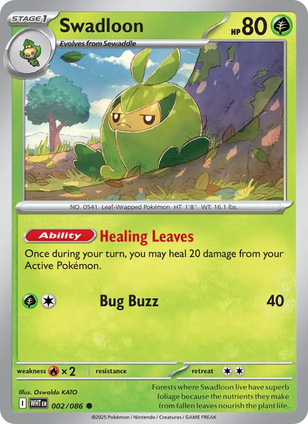 Swadloon Common Pokemon card #002 from White Flare