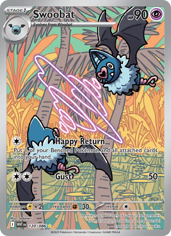 Swoobat Illustration rare Pokemon card #120 from White Flare