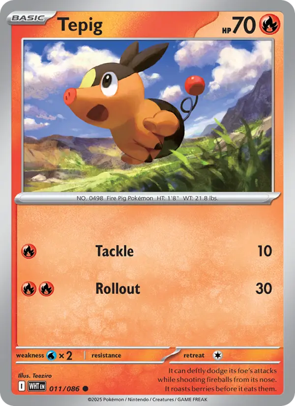 Tepig Common Pokemon card #011 from White Flare
