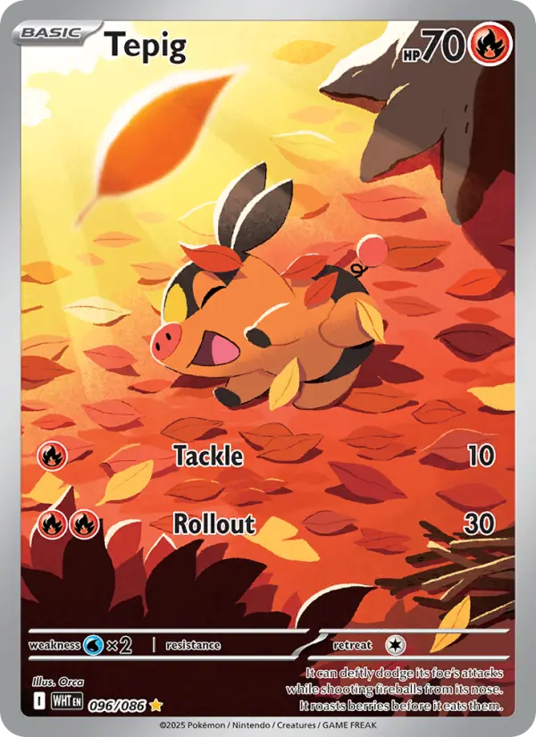 Tepig Illustration rare Pokemon card #096 from White Flare