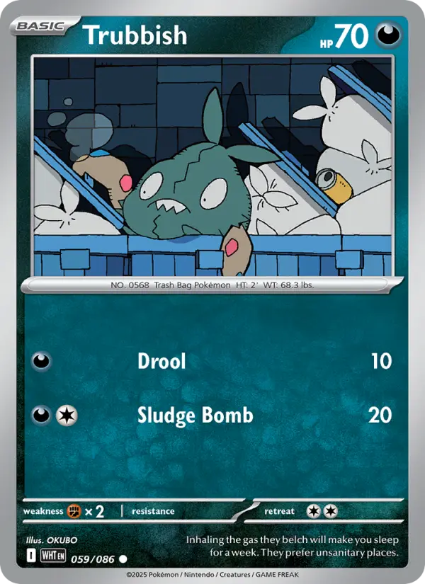 Trubbish Common Pokemon card #059 from White Flare