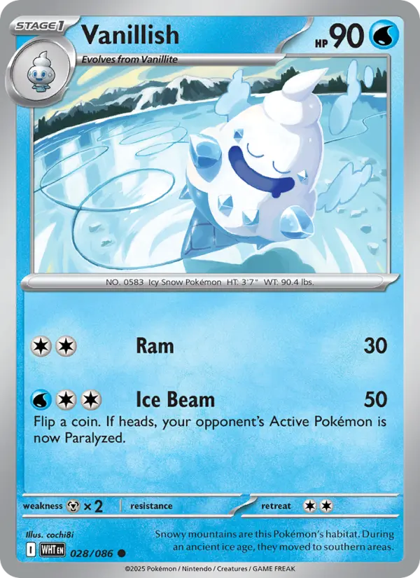 Vanillish Common Pokemon card #028 from White Flare
