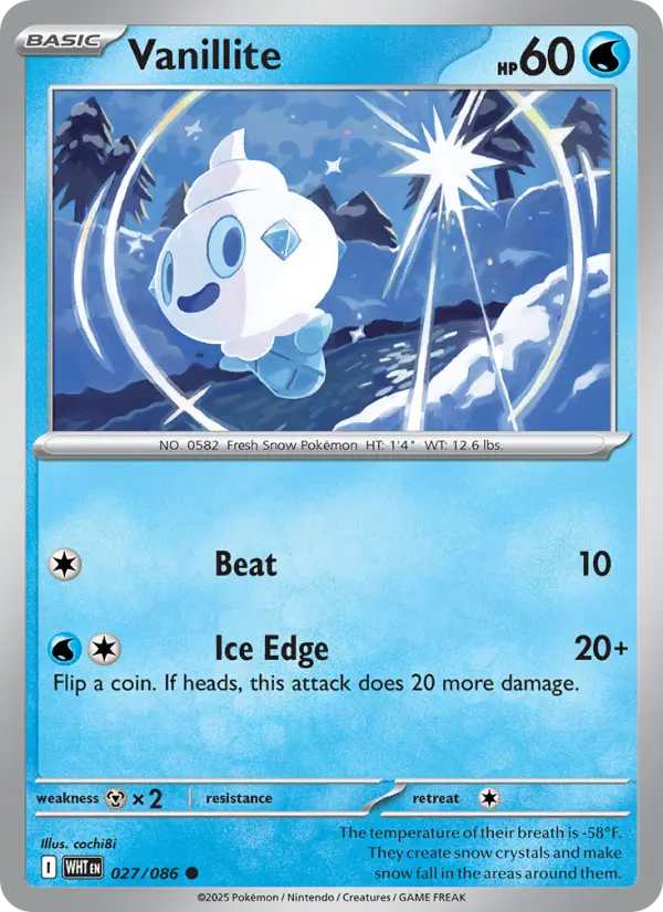 Vanillite Common Pokemon card #027 from White Flare