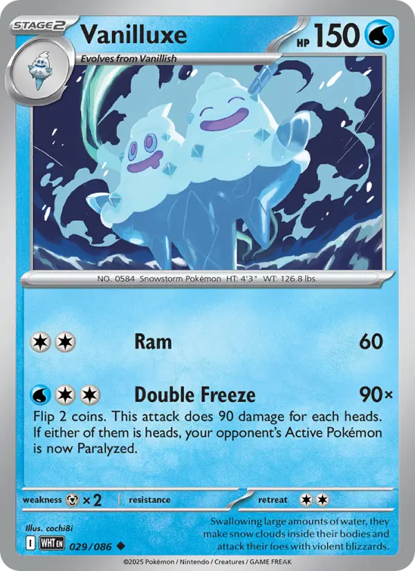 Vanilluxe Uncommon Pokemon card #029 from White Flare