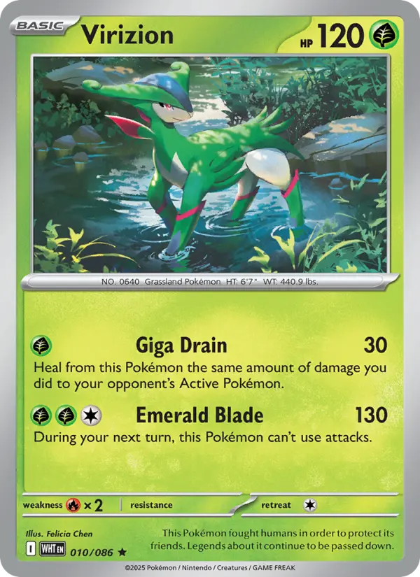 Virizion Rare Pokemon card #010 from White Flare