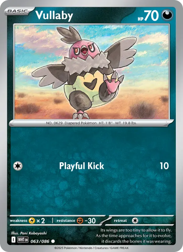 Vullaby Common Pokemon card #063 from White Flare