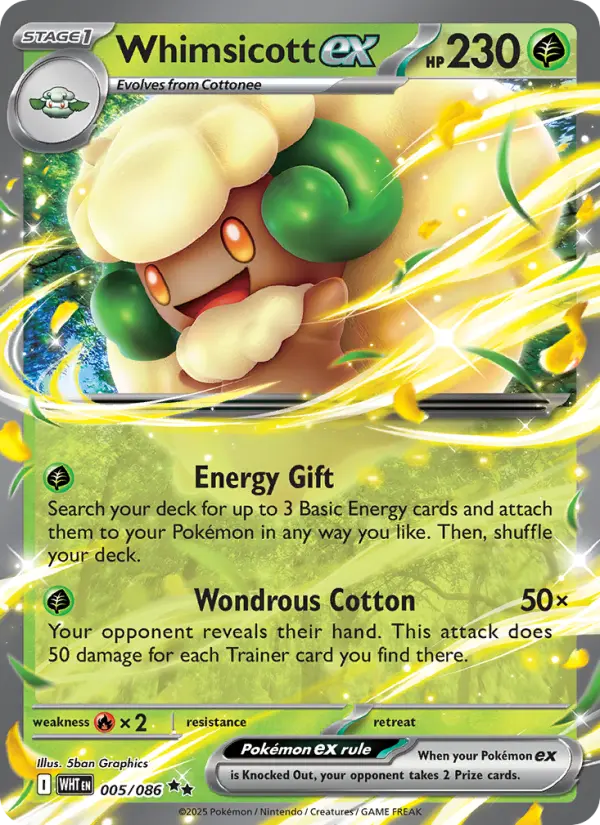 Whimsicott ex Double rare Pokemon card #005 from White Flare