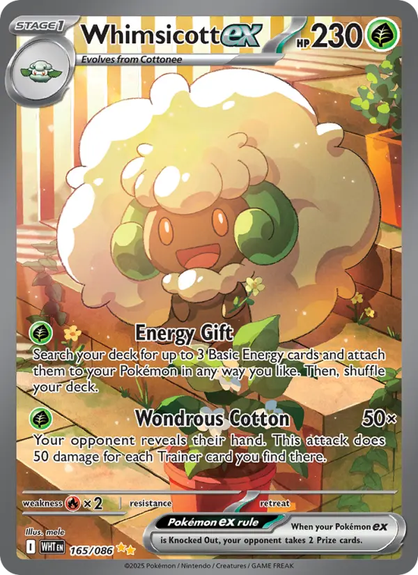 Whimsicott ex Special illustration rare Pokemon card #165 from White Flare