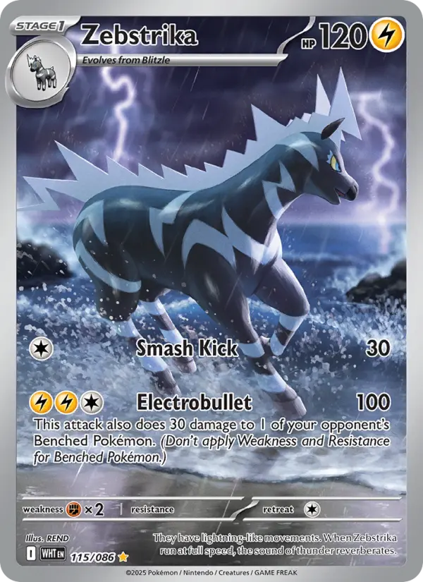 Zebstrika Illustration rare Pokemon card #115 from White Flare