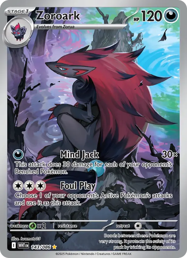 Zoroark Illustration rare Pokemon card #143 from White Flare