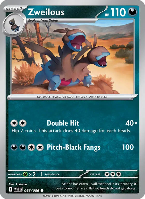 Zweilous Common Pokemon card #066 from White Flare