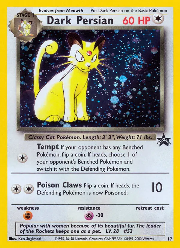 Dark Persian Common Pokemon card #17 from Wizards Black Star Promos