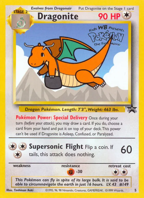 Dragonite Common Pokemon card #5 from Wizards Black Star Promos