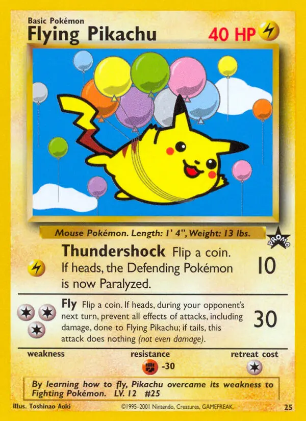 Flying Pikachu Common Pokemon card #25 from Wizards Black Star Promos