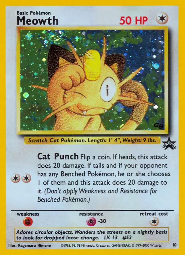 Meowth Common Pokemon card #10 from Wizards Black Star Promos