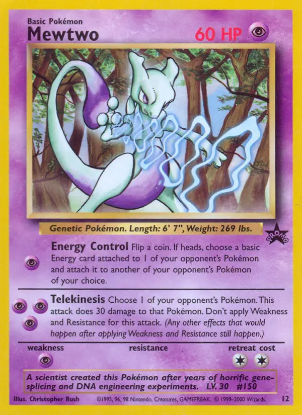 Mewtwo Common Pokemon card #12 from Wizards Black Star Promos