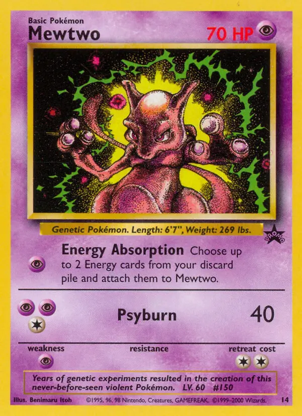 Mewtwo Common Pokemon card #14 from Wizards Black Star Promos