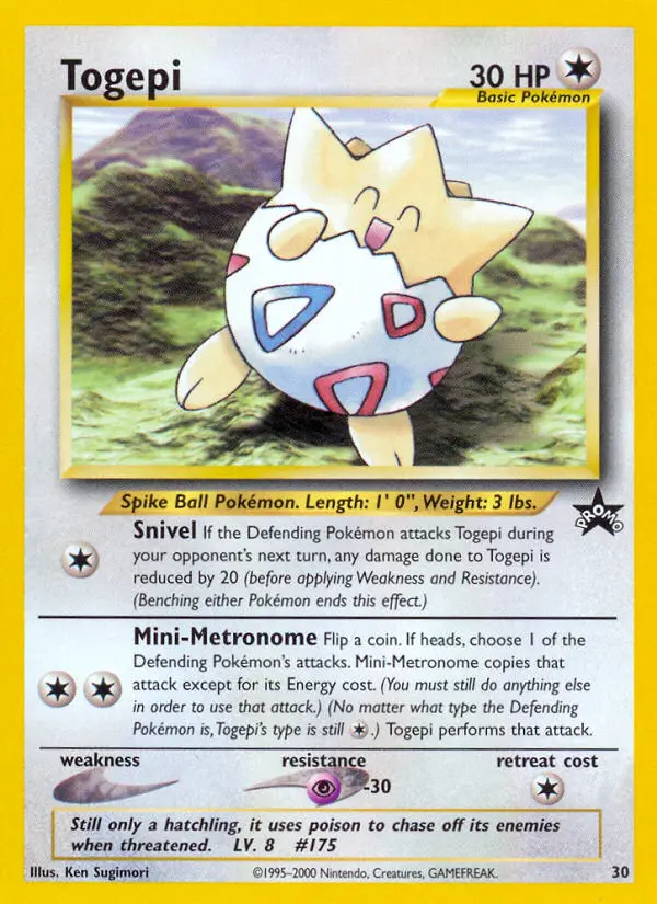 Togepi Common Pokemon card #30 from Wizards Black Star Promos