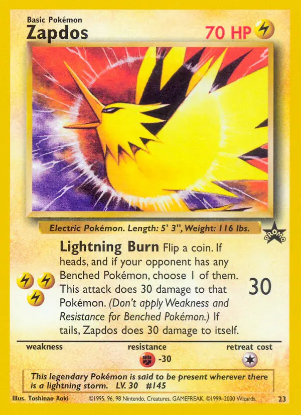 Zapdos Common Pokemon card #23 from Wizards Black Star Promos