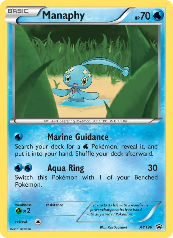 Manaphy Common Pokemon card #XY190 from XY Black Star Promos