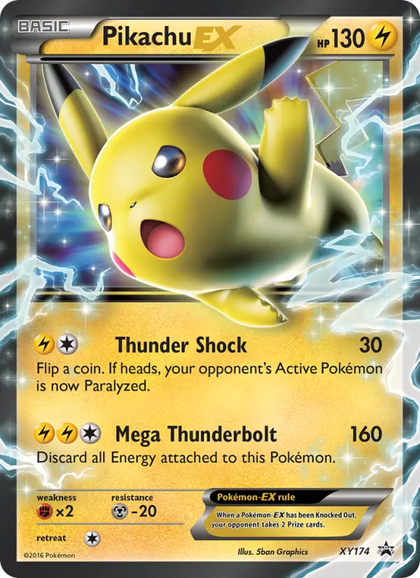 Pikachu-EX Common Pokemon card #XY174 from XY Black Star Promos